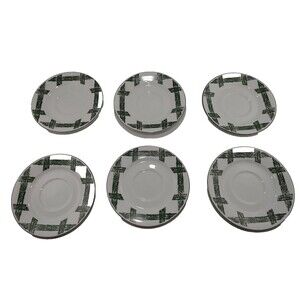 Citation Cades Cove Collection Lot of 6 Saucers Plates 6.5" Green Lattice Set
